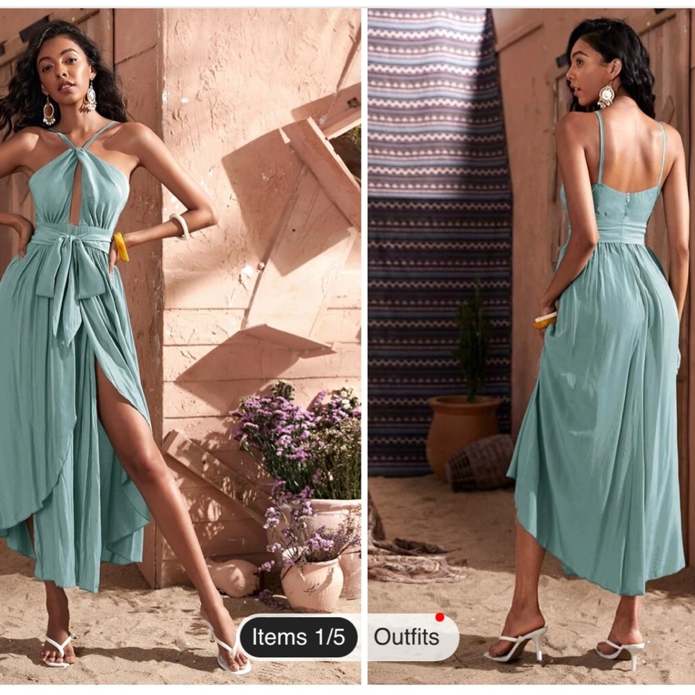Blue Asymmetrical Hem Cami Dress Size L